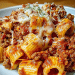 Cheesy Beef Rigatoni Bake