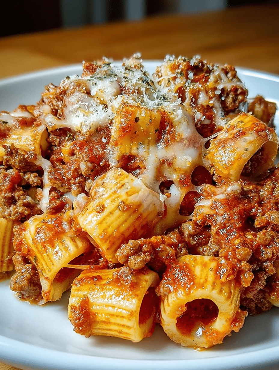 Cheesy Beef Rigatoni Bake