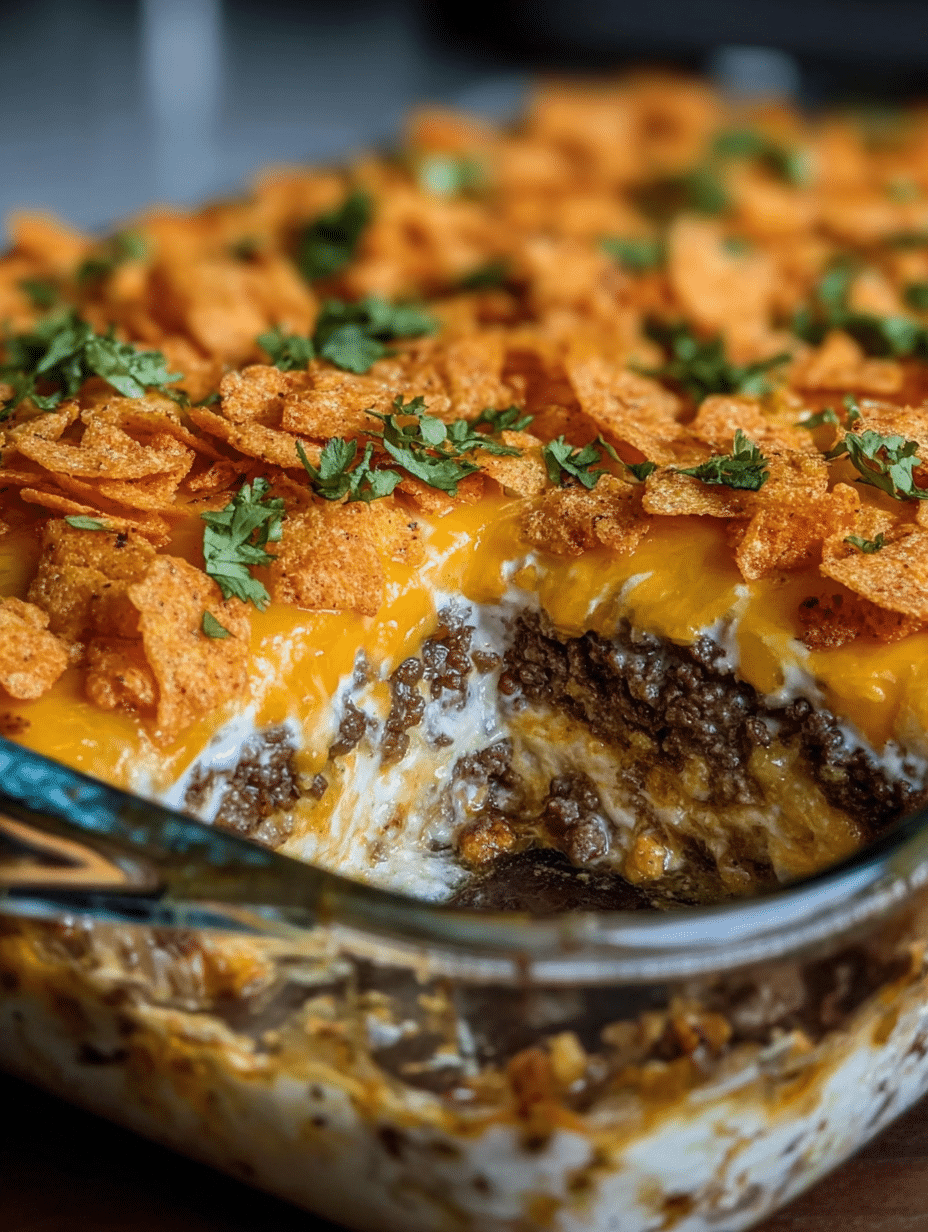 Cheesy Dorito Beef Bake is the ultimate comfort dish! 4 Cheesy Dorito Beef Bake