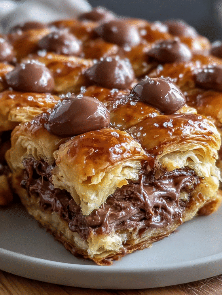 Chocolate Caramel Puff Pastry Squares