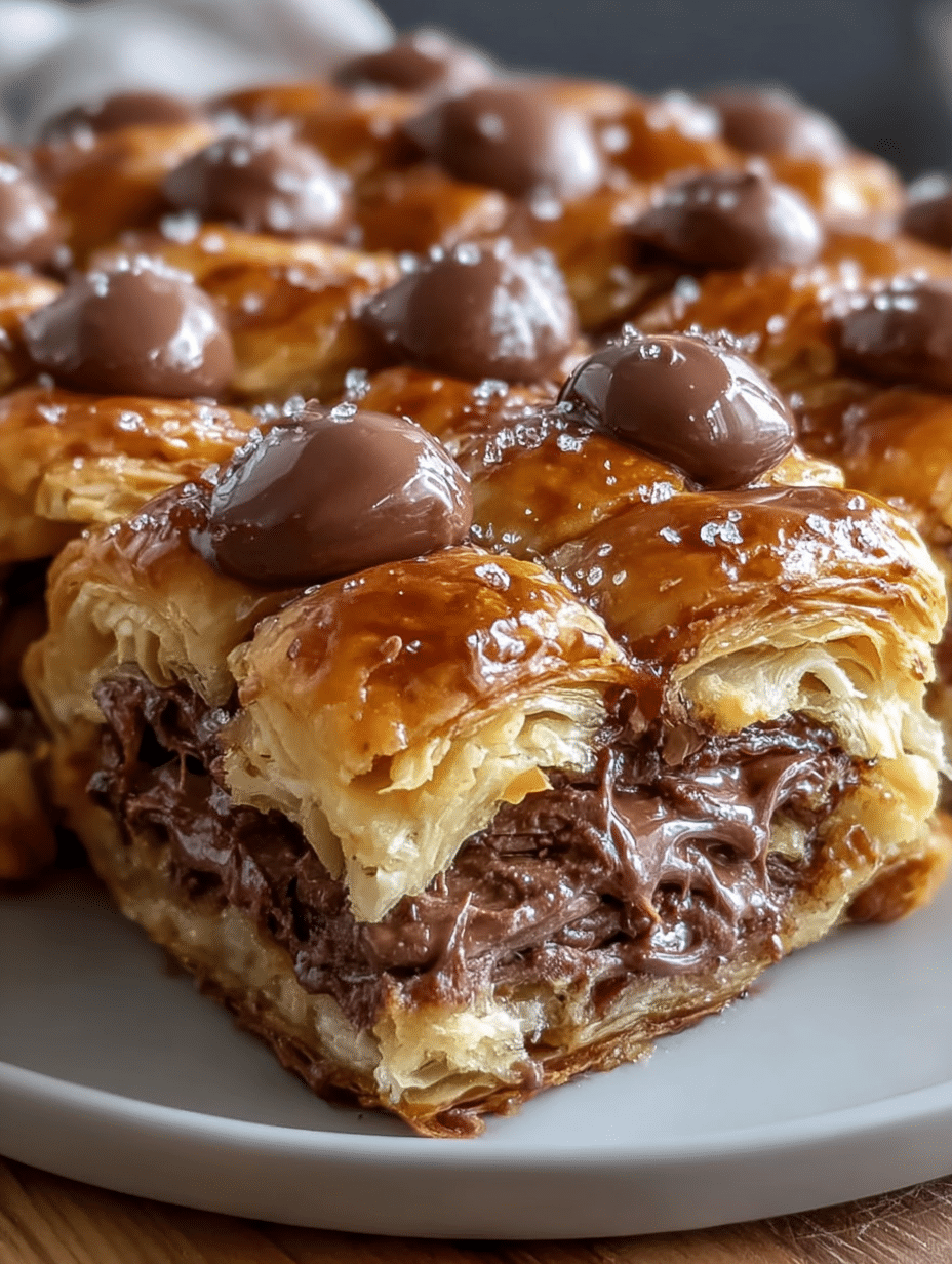 Chocolate Caramel Puff Pastry Squares