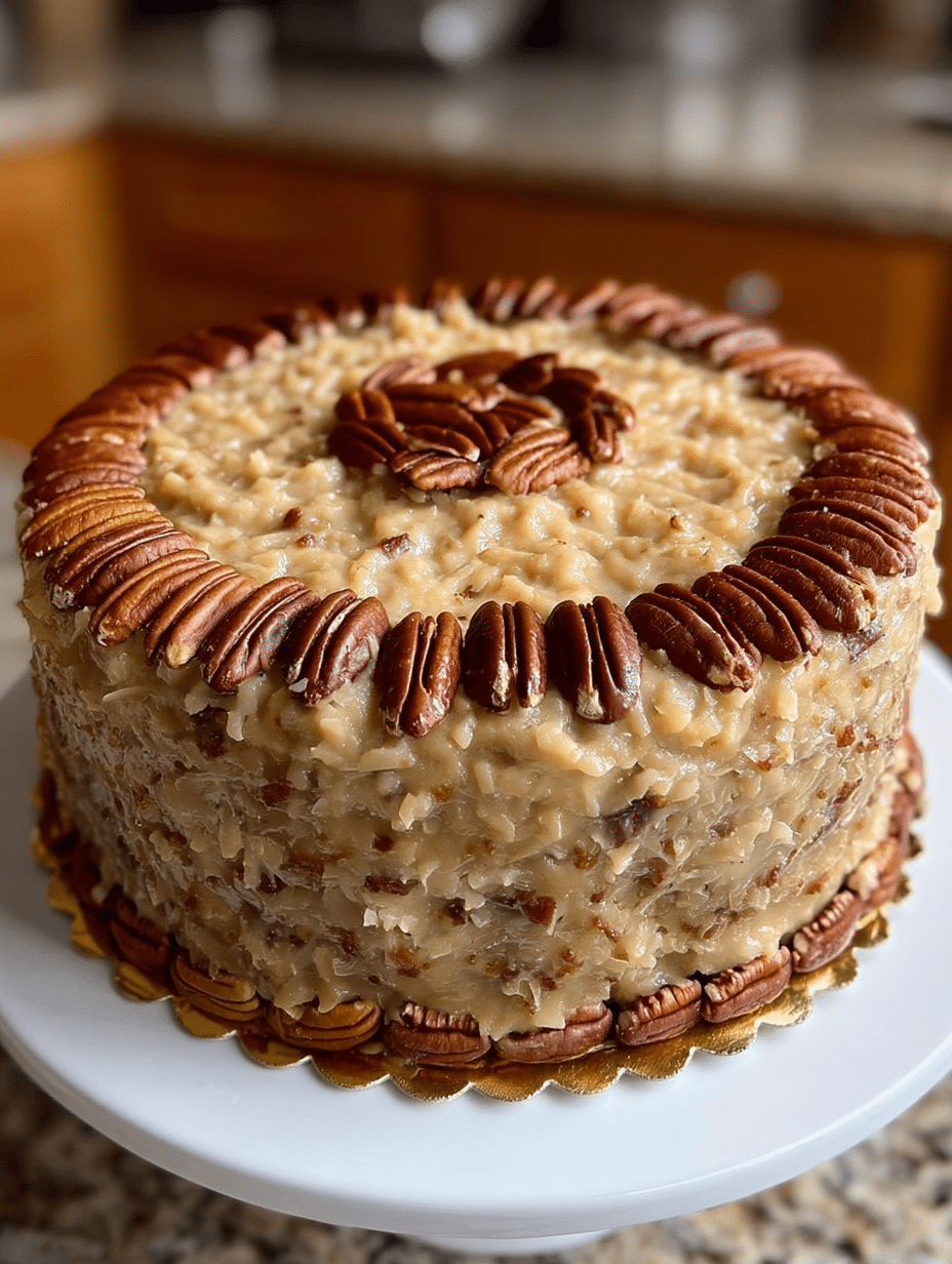 Classic German Chocolate Cake with Coconut-Pecan Frosting