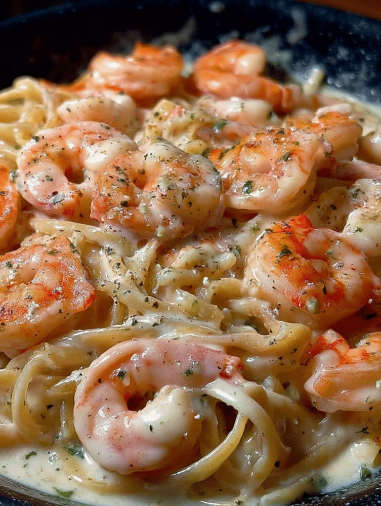 Creamy Garlic Shrimp Alfredo Pasta