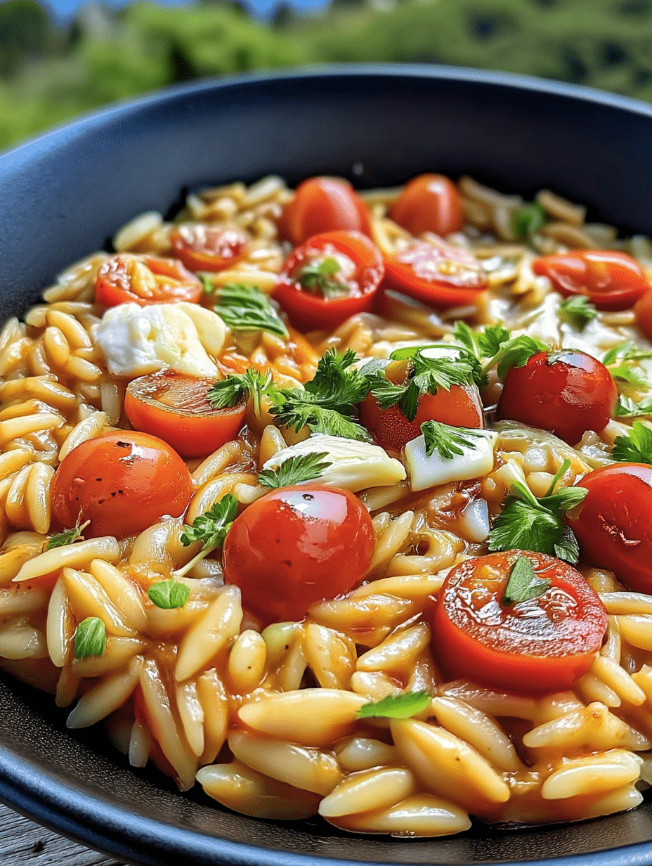 Creamy Orzo with Cherry Tomatoes & Mozzarella: Delight Now! 2 Creamy Orzo with Cherry Tomatoes & Mozzarella