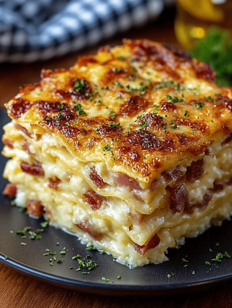 Creamy Potato and Ham Lasagna