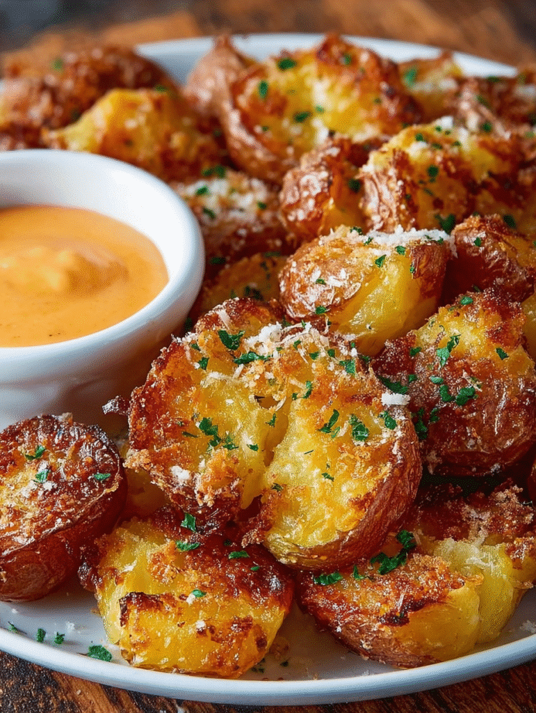 Crispy Parmesan Crusted Smashed Potatoes