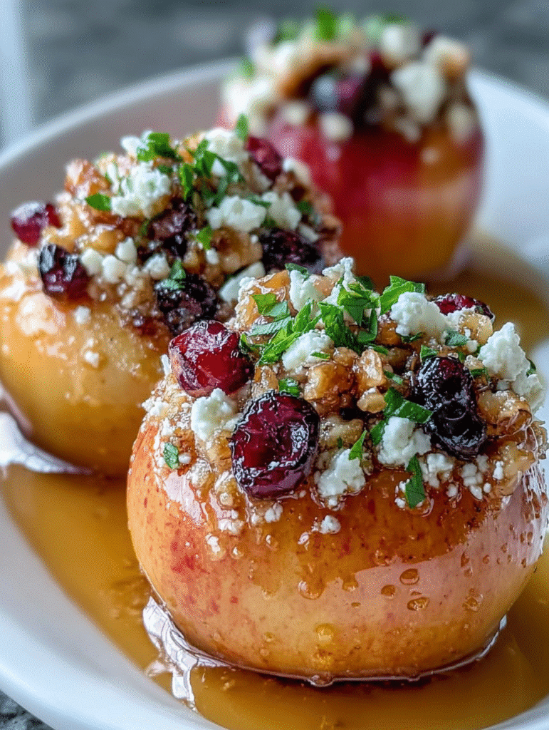 Honey-Baked Apples with Cranberry Walnut Crumble