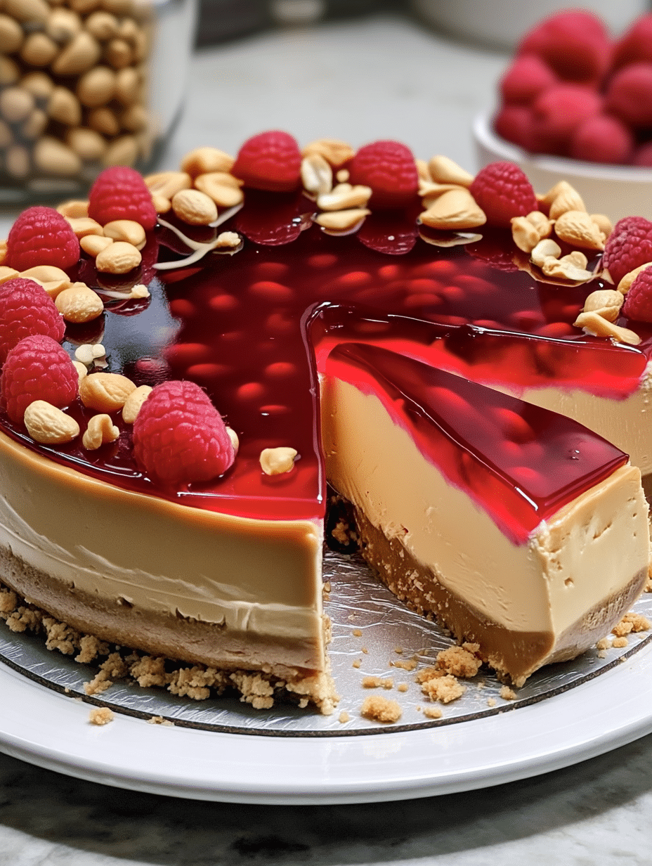 Peanut Butter Raspberry Cheesecake (No-Bake)