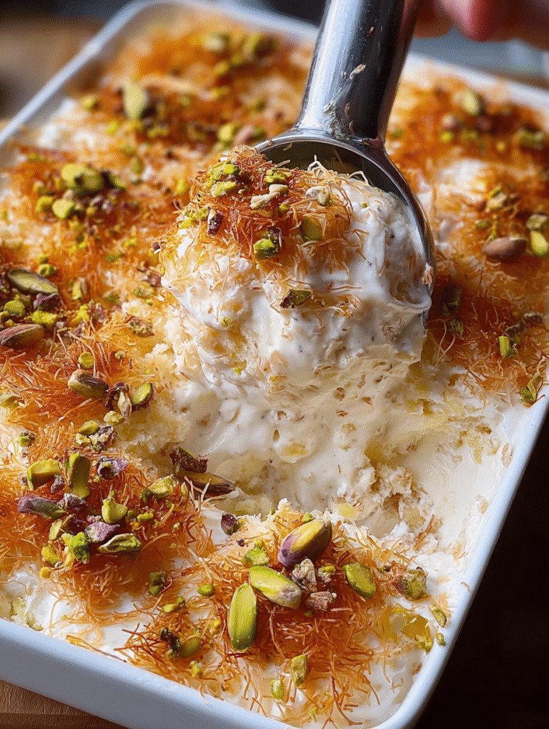 Pistachio Kunafa Ice Cream Dessert