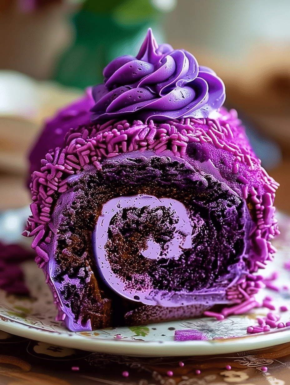 Purple Velvet Swiss Roll Cake