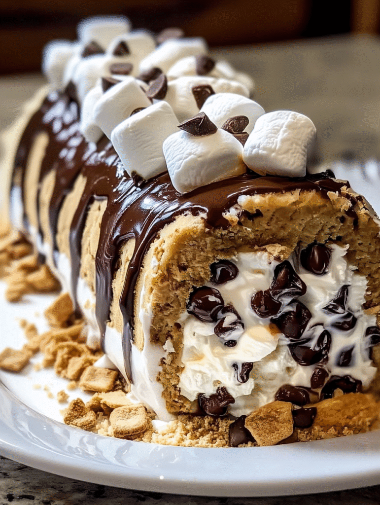 S’MORES EXPLOSION COOKIE DOUGH ICE CREAM ROLL