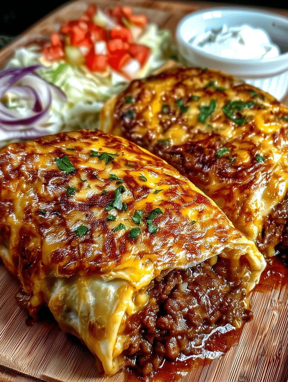 Smothered Cheesy Beef Burritos