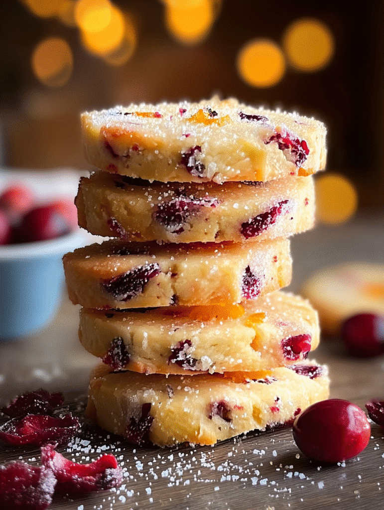 Sparkling Cranberry Orange Shortbread Cookies