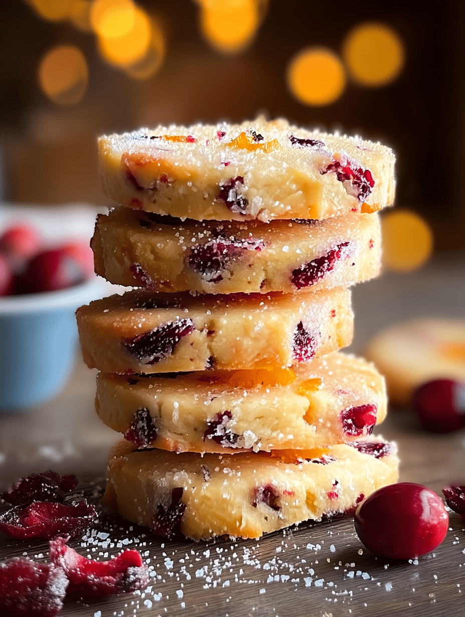 Sparkling Cranberry Orange Shortbread Cookies
