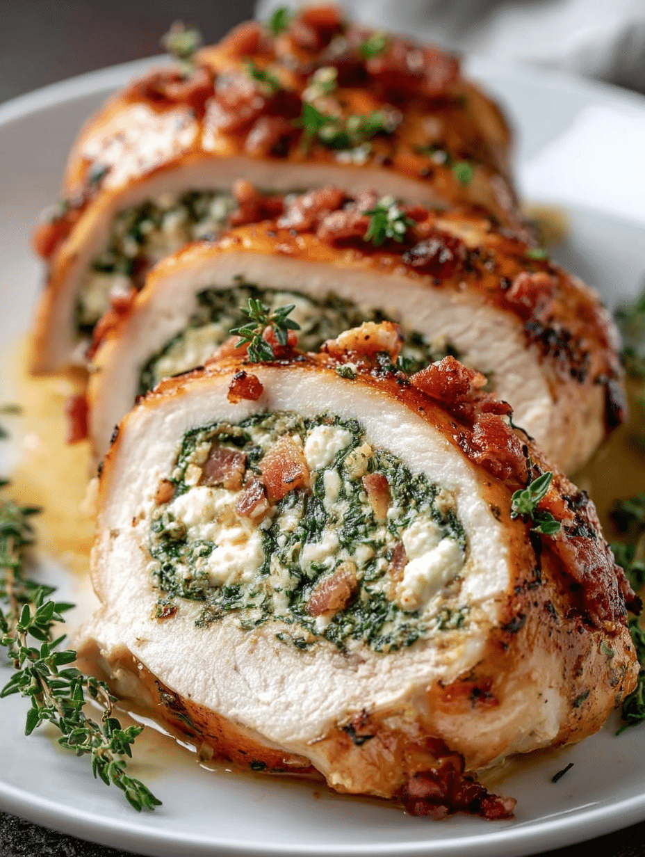 Spinach & Feta Stuffed Chicken Roulade