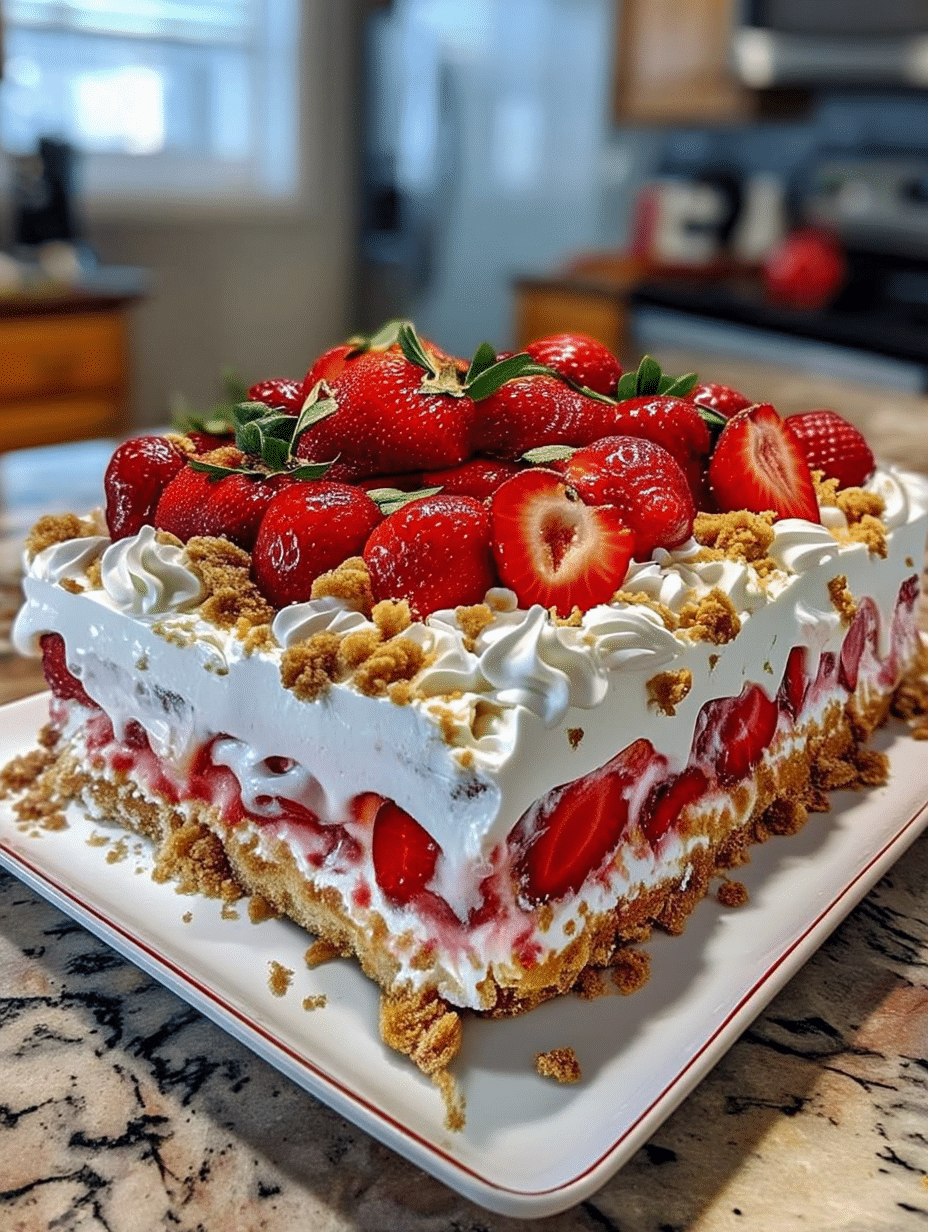 Strawberry Crunchy Poke Cake Delight