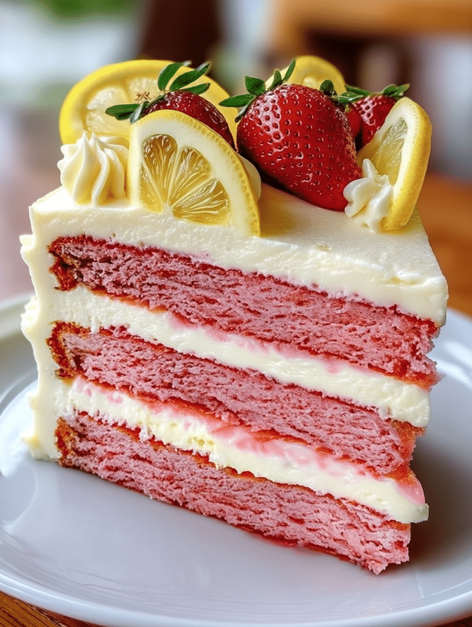 Strawberry Lemonade Cake with Lemon Cream Cheese Frosting