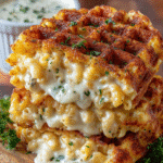 Truffle Mac & Cheese Waffle Sandwich recipe you'll love! 3 Truffle Mac & Cheese Waffle Sandwich