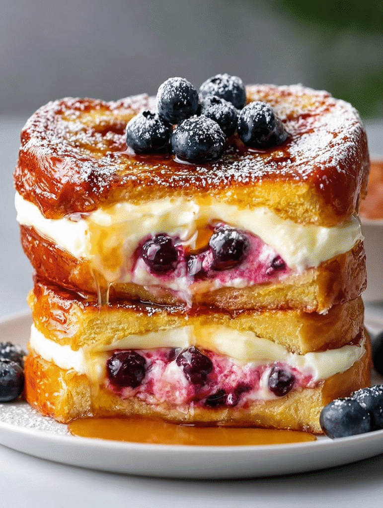 Blueberry Cheesecake Stuffed Brioche French Toast