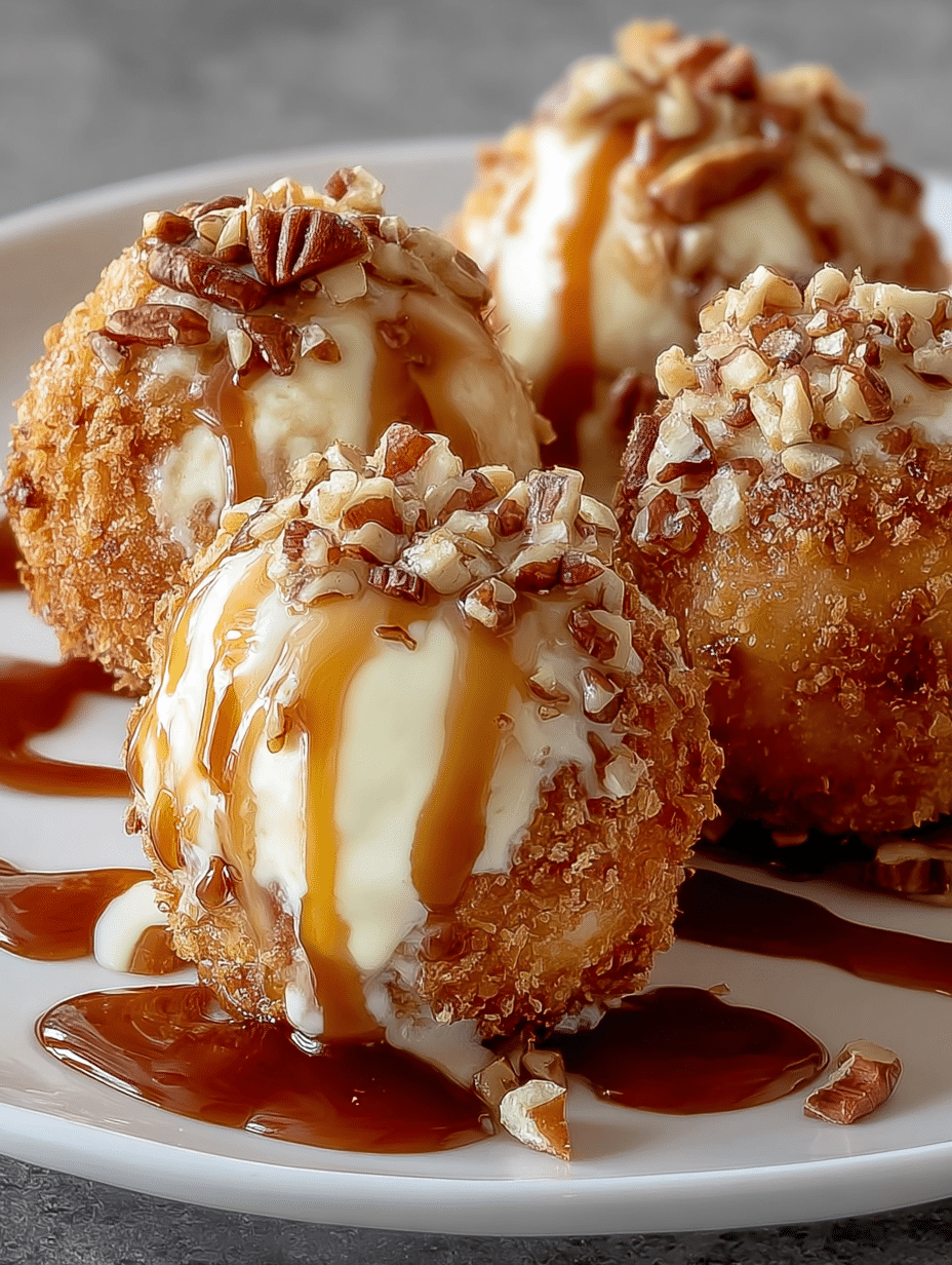 Caramel Pecan Fried Ice Cream Bites