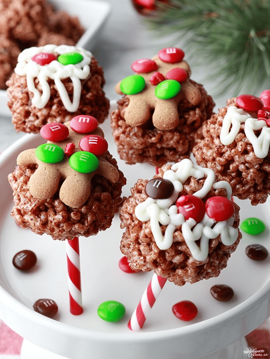Chocolate Gingerbread Rice Krispie Pops