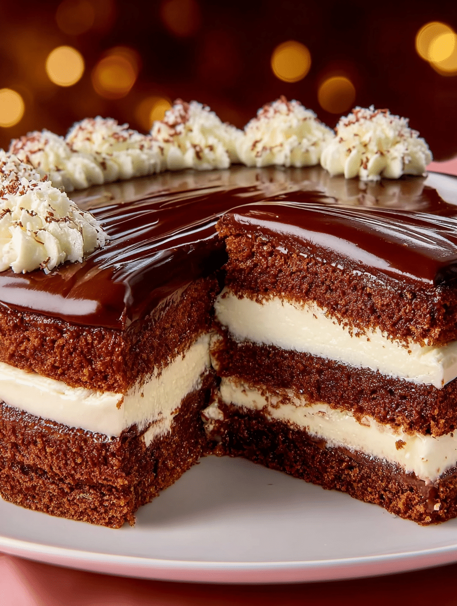 Chocolate Velvet Layer Cake with Cream Filling delights! 2 Chocolate Velvet Layer Cake with Cream Filling