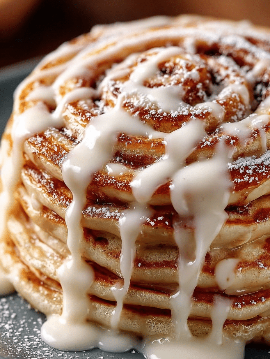 Cinnamon Roll Swirl Pancakes with Cream Cheese Drizzle Delightfully Transform Your Breakfast! 2 Cinnamon Roll Swirl Pancakes with Cream Cheese Drizzle