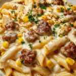 Creamy Corn & Sausage Penne Bake will Delight You! 3 Creamy Corn Sausage Penne Bake