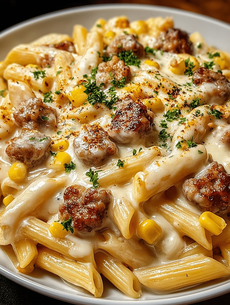 Creamy Corn & Sausage Penne Bake will Delight You! 2 Creamy Corn Sausage Penne Bake