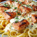 Creamy Garlic Butter Salmon Pasta