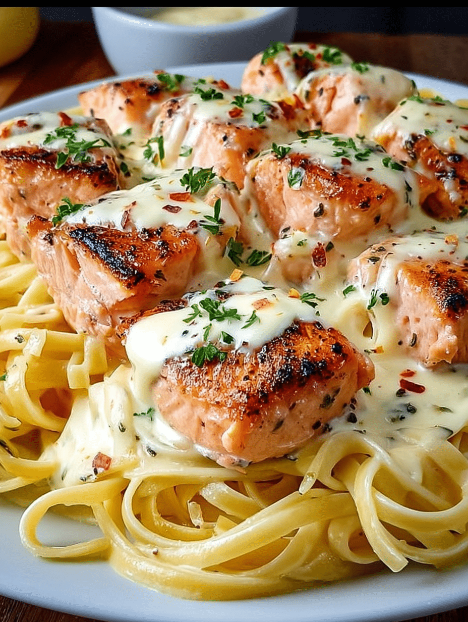 Creamy Garlic Butter Salmon Pasta