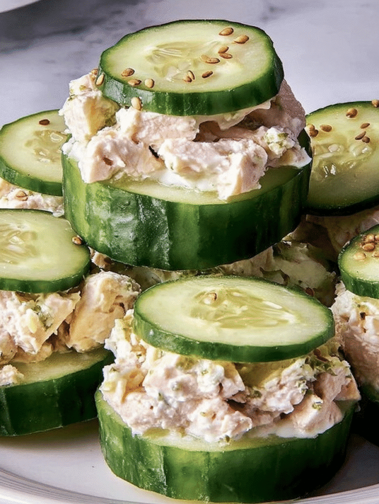 Crunchy Cucumber Chicken Salad Bites