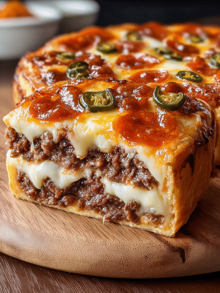 Deep Dish Pepperoni Cheeseburger Pie