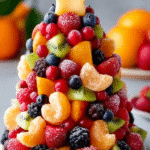 FESTIVE FRESH FRUIT CHRISTMAS TREE TOWER: Create Delight! 3 FESTIVE FRESH FRUIT CHRISTMAS TREE TOWER