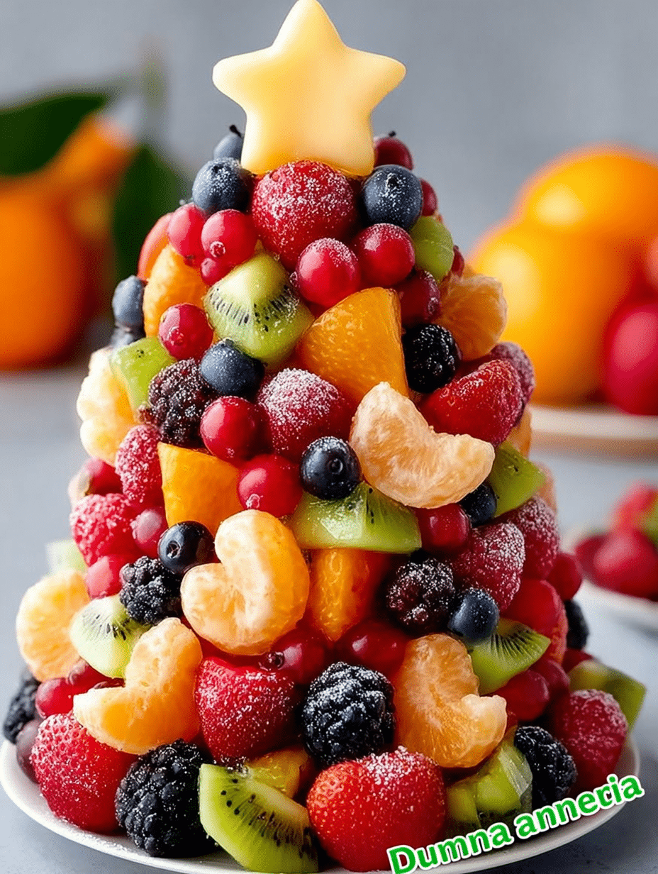 FESTIVE FRESH FRUIT CHRISTMAS TREE TOWER: Create Delight! 2 FESTIVE FRESH FRUIT CHRISTMAS TREE TOWER