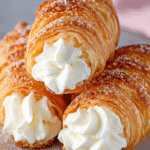 Flaky Cream Horns (Cornets Feuilletés à la Crème Vanille)