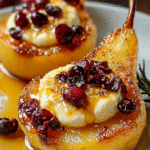 Honey-Roasted Pears with Mascarpone and Cranberry Drizzle