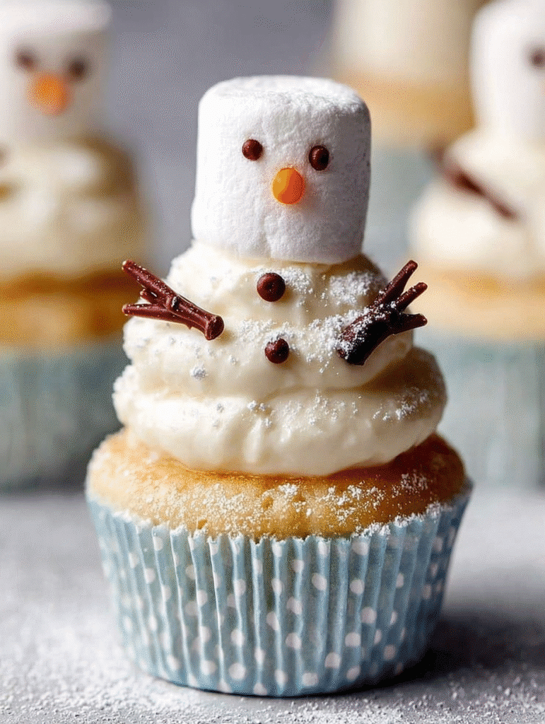 Melting Marshmallow Snowman Cupcakes