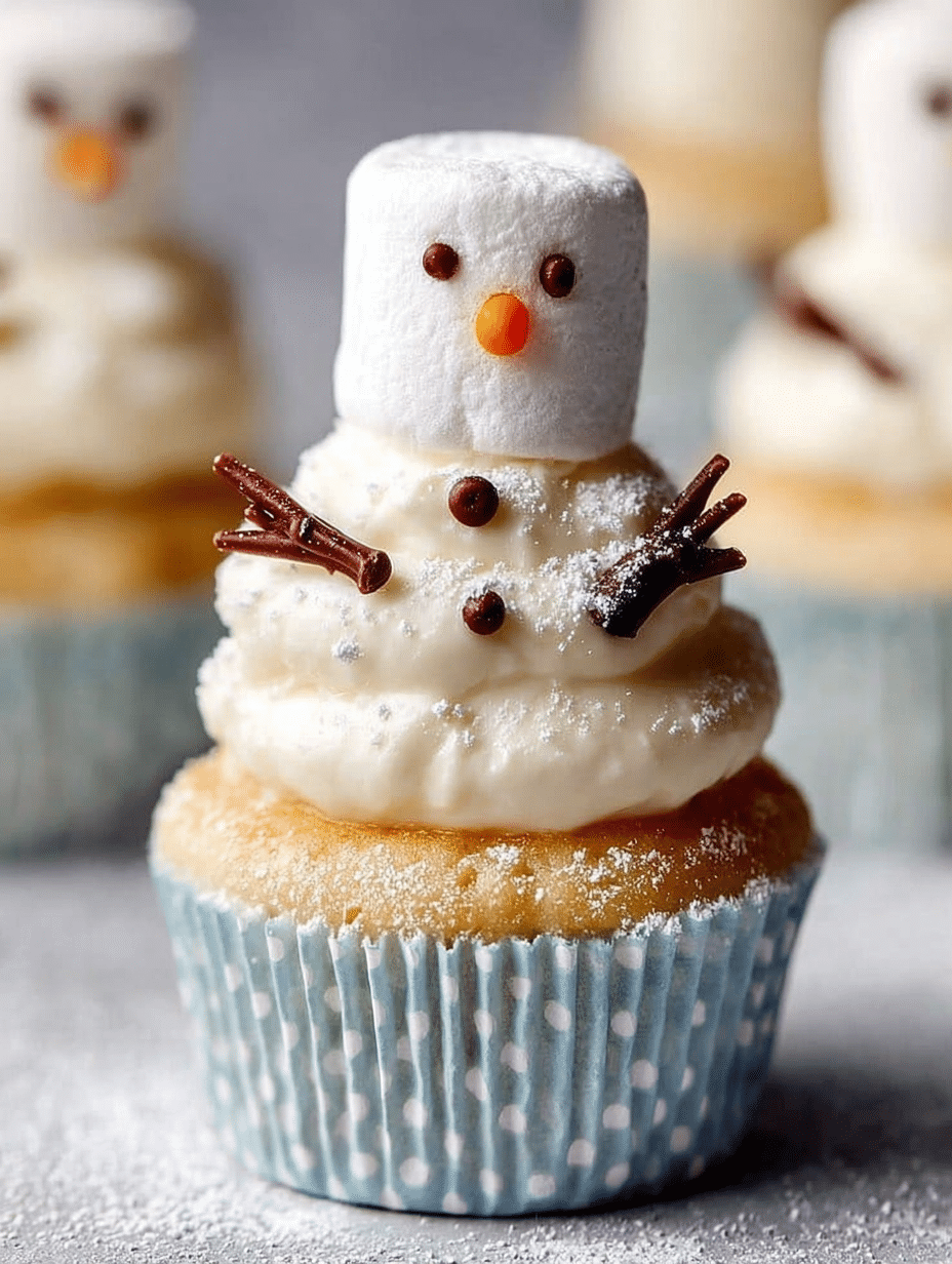 Melting Marshmallow Snowman Cupcakes
