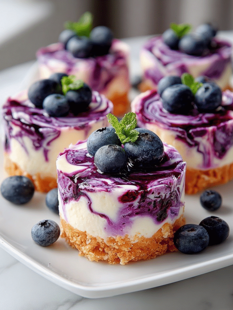 Mini Blueberry Swirl Cheesecake Bites