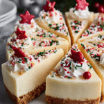 No-Bake Christmas Sprinkle Cheesecake is a holiday delight! 3 No-Bake Christmas Sprinkle Cheesecake