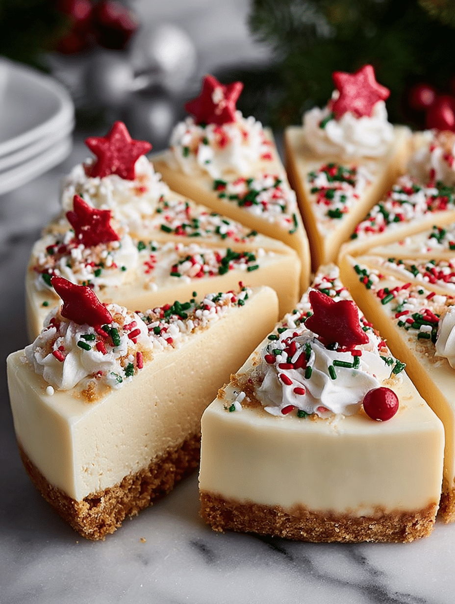 No-Bake Christmas Sprinkle Cheesecake is a holiday delight! 2 No-Bake Christmas Sprinkle Cheesecake