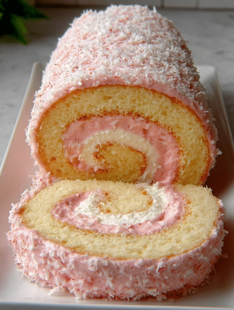 Pink Coconut Swiss Roll