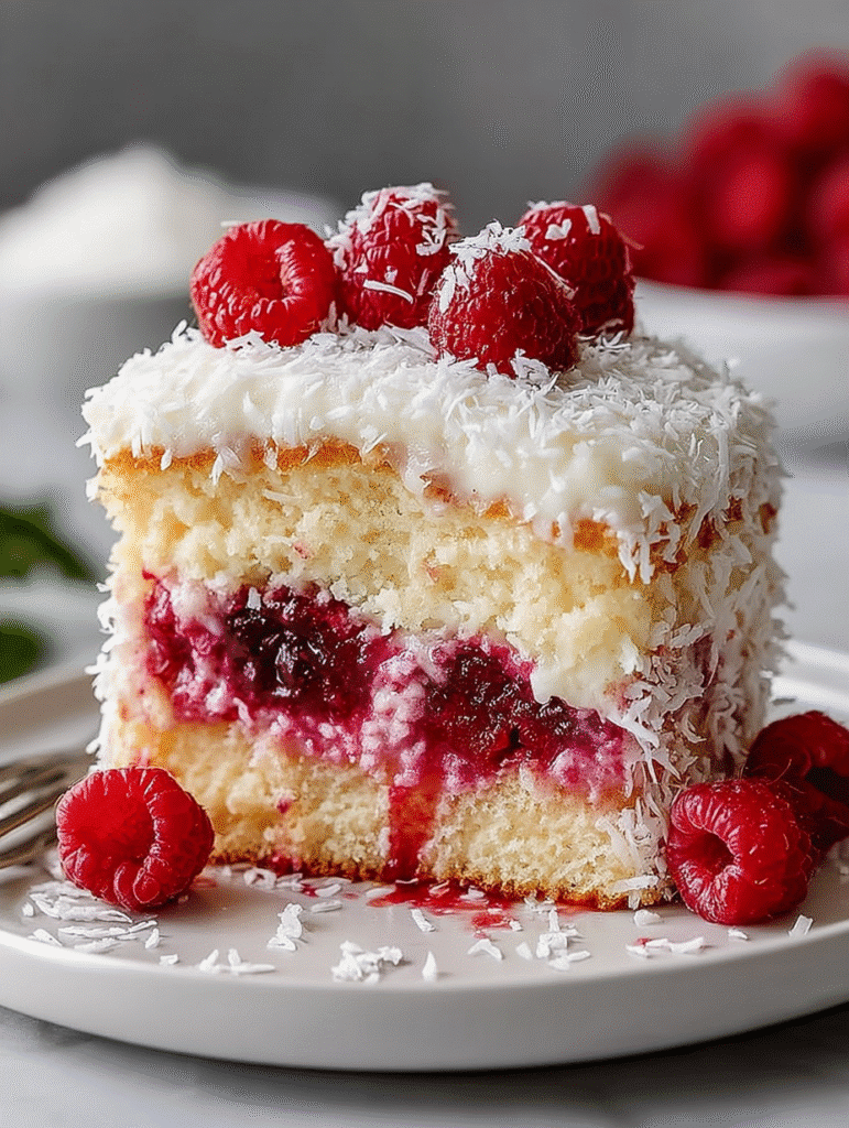 Raspberry Coconut Poke Cake Recipe