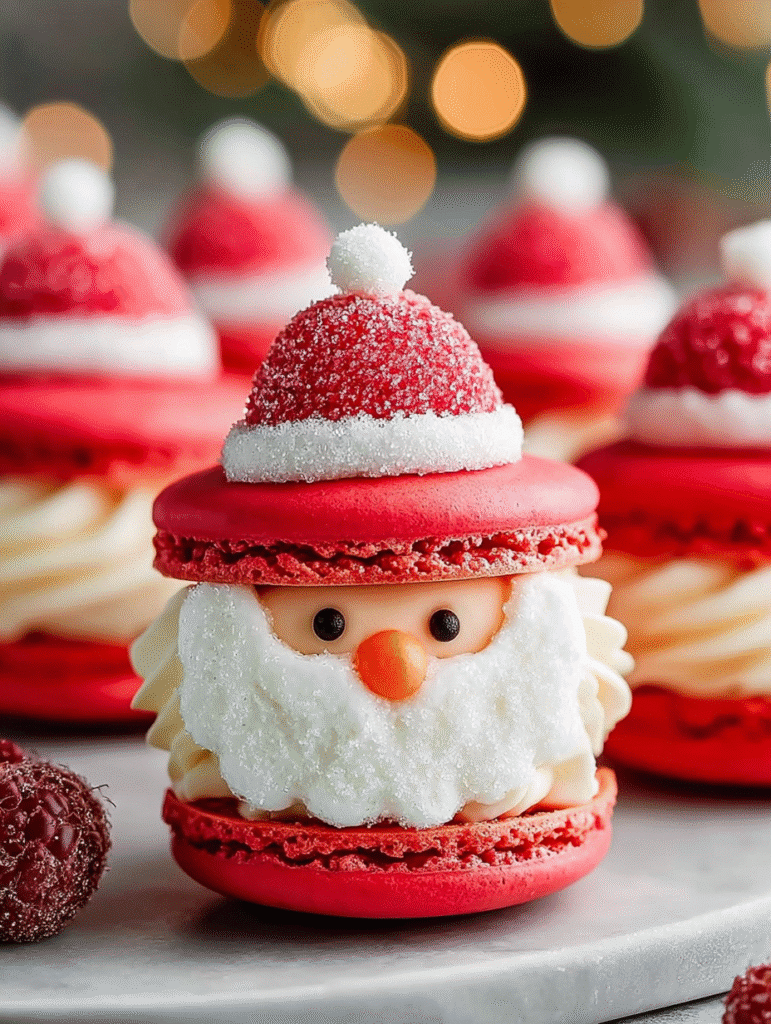 Santa Hat Macarons (Cute Santa Face Macarons)