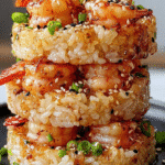 Sticky Sesame Shrimp Rice Stacks