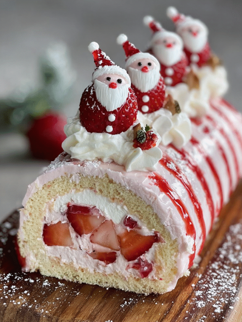 Strawberry Santa Christmas Roll Cake