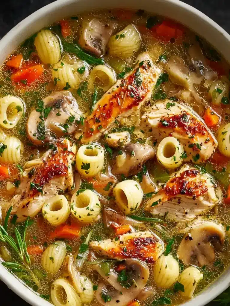 Lemon Herb Chicken & Mushroom Soup with Ditalini First Image