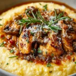 Creamy Polenta with Spicy Chicken & Mushroom Ragu First Image