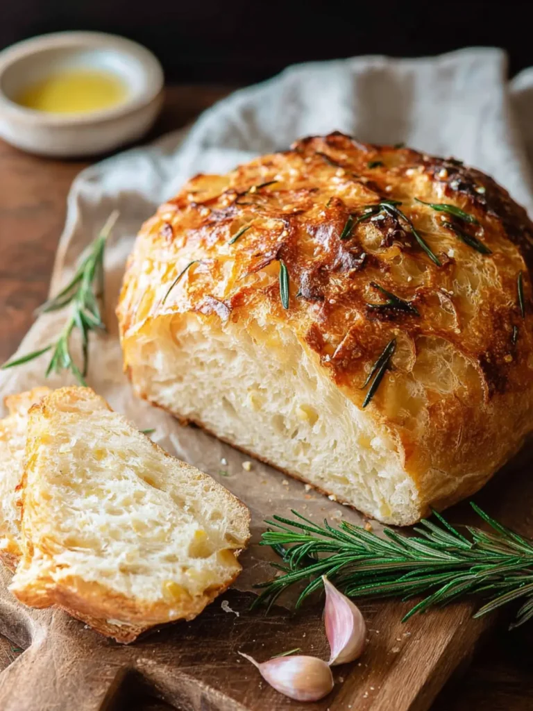 Irresistible No-Knead Roasted Garlic Rosemary Bread Recipe First Image